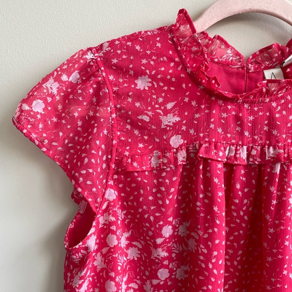 Joie Hot Pink Floral Cap Sleeve Blouse - Picture 2 of 13